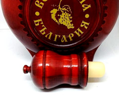 BULGARIAN Wooden Wine Bottle Decanter w/ Top & Stopper, 10-1/4&Prime; Tall
