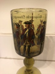 Antique Pair (2) Soda Glass Civil Guard Burgergarde Ellwagen Germany Wine Beer