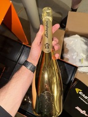 Lamborghini Gold Wine Bottle Gift Box Set w/ 2 Glasses (Since 1968)