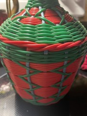 Vintage Viresa Plastic Woven Wine Bottle Decanter With Handle