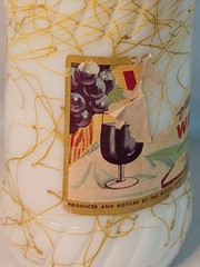 Vtg Hazel Atlas Wine Bottle Milk Glass Yellow GoldSplatter Welch&rsquo;s MCM Bar 1950s