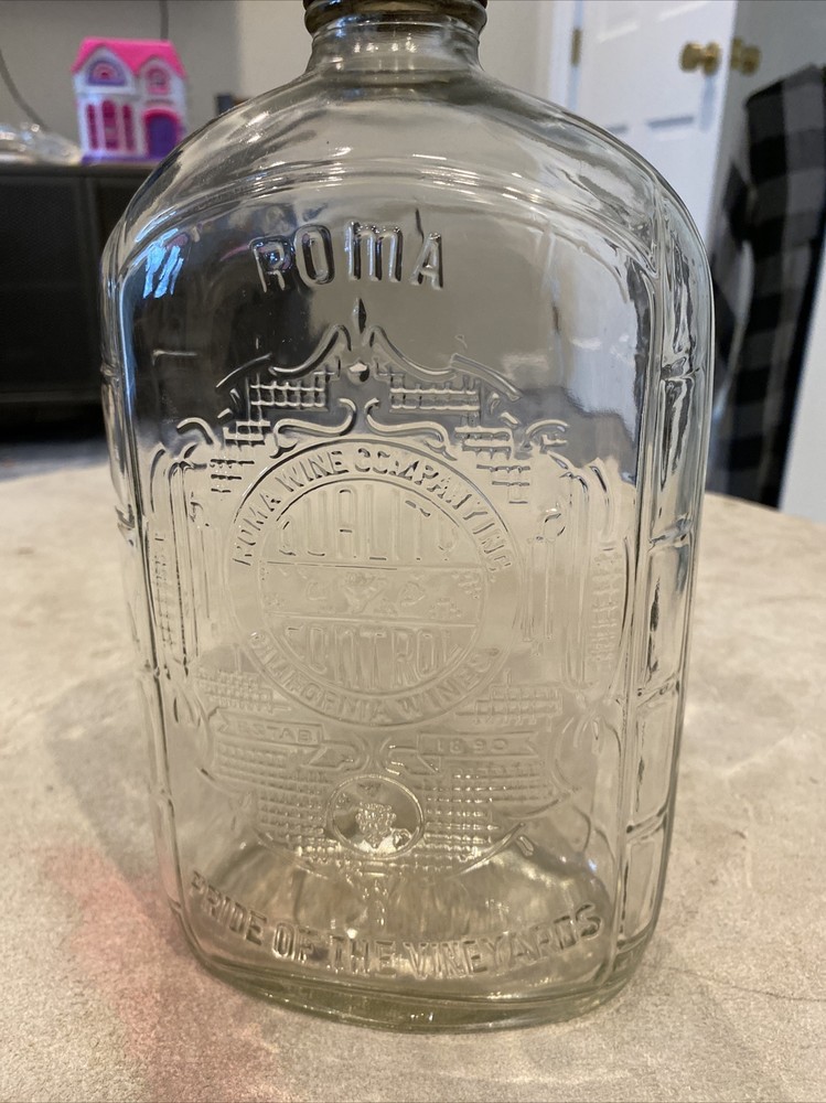 Vintage One Half Gallon Owens-Illinois Clear Glass Wine Embossed Quality Control