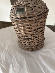 Vintage Demijohn Wicker Wine Bottle 12” Tall