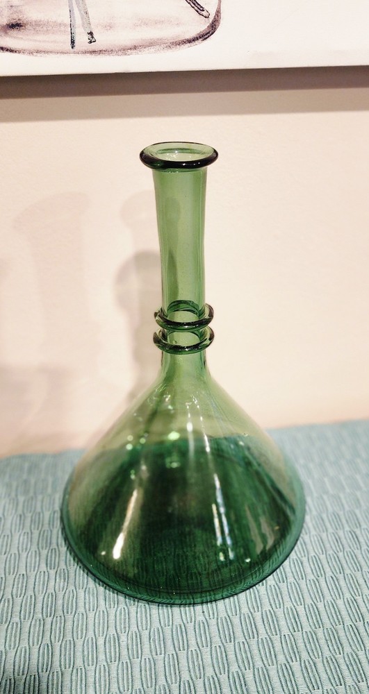 Vintage Empoli Italian Green Blown Glass Bottle Decanter Great Condition! Italy