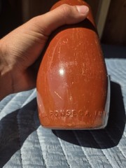 VTG 1980 JM Da Fonseca Azeitao Portugal Rust Brown Painted Glass 9&Prime; Floral