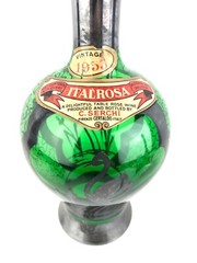 1953 Silver Overlay Swan Pond Design Green Glass ItalRosa Wine Bottle w/ Labels