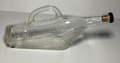 1966 London Winery Ltd Boat in Glass Wicker Basket Wine Bottle, With Handle