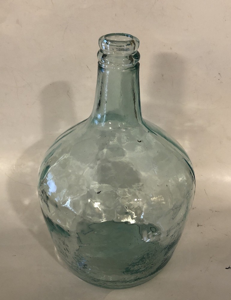 Recycled Glass Dame Jeanne Demijohn Style Bottle Green Carboy Wine Vtg Vase 12”