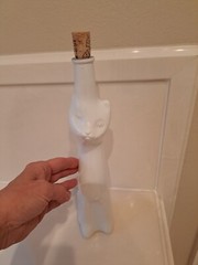 Cat Riesling Wine Bottle 2017, white and empty