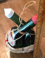 Vintage, Double Wine Bottles (empty), Wicker Wrapped. Unusual! 10&Prime; tall, Italy