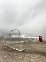 London Winery Glass Sideways Wine Bottle Boat Design -Vintage 1960&rsquo;s Red Cap