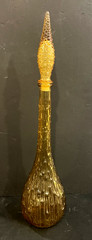 Vintage 22&Prime; MCM 1960s Italy Rossini Empoli Amber Bamboo Genie Decanter Bottle #2