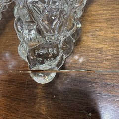 2 Vintage Clear Glass Grapes Cluster Shaped Wine Bottle Decanter Stamped Turkey