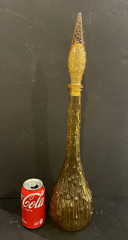 Vintage 22&Prime; MCM 1960s Italy Rossini Empoli Amber Bamboo Genie Decanter Bottle #2