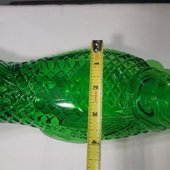 Vintage Fish Shaped Dark Green Glass Italian Wine Bottle Decanter 13&Prime;H F Mark