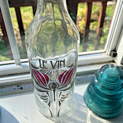 Vintage Le VIN French Wine Bottle Art-Nouveau Porcelain /Rubber Swing Stopper