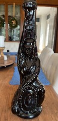 VINTAGE New Italian Green Glass CHIANTI Wine Bottle Warrior Design 44&Prime; Tall