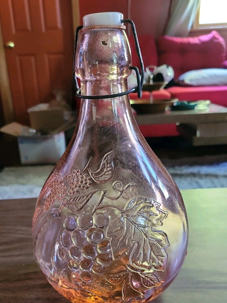 CASADIS MILANO VINTAGE 10&Prime;×7&Prime; JUS DE FRUIT PINK GLASS WINE DECANTER JUG 2 Liters
