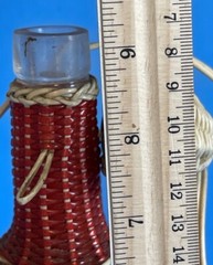 Vintage 60&rsquo;s Bohemian Wine Decanter Plastic Wicker Wrapped Bottle