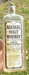 XXX RARE ANTIQUE AQUINAS MALT WHISKEY PAPER LABEL LABEL EMPTY BOTTLE !