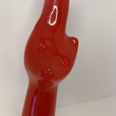 2017 HAPPY CAT FIGURAL RIESLING WINE BOTTLE RED KITTY KITTEN VASE EMPTY 13&Prime;