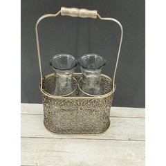 Vintage Half Liter Glass Decanter Carafes Wine/Milk Bottles Jugs In Carrier