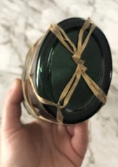 Vintage Lagosta Green Glass, Empty Wine Bottle W/ OG Rattan, Excellent Condition