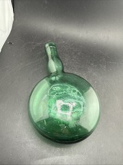 Vintage Wine Bottle Brev Bolla Italian Hand Blown 1960s Green Collectible