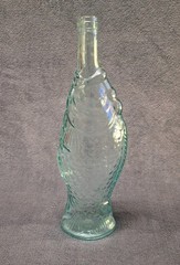 Vintage Italian Fish Shaped Green/Blue Glass Wine Bottle 13.5” Pescevino Beach