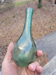 Green Hand Blown Torpedo Wine Bottle Round Bottom 7  » Tall