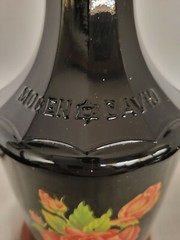 Wine Bottle Lamp Vintage Mogen David w/Star and Rose Decal Dark Bottle Wood Base