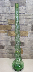 MCM Italian Chianti Wine Embossed Twisted Green Glass Bottle Mazzoni 32&Prime; Import