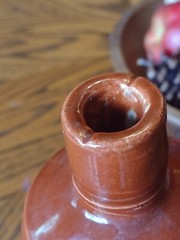 Antique Carmel Brown ~LANCERS WINE~Stoneware or Ceramic Bottle « SUPER NICE » 9.0&Prime;