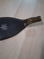 Silver Palm Flattened Wine Bottle With Curved Neck