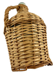 Vintage Green Glass Demijohn Wine Bottle Jug Wicker Wrap Greece Roditis 3Liter