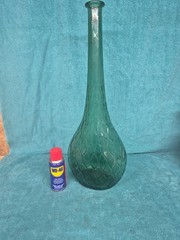 Vintage Green Glass Guildcraft Italy Embossed Honeycomb Bottle