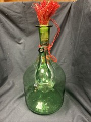 Vintage Italian Hand Blown Green Wine Decanter w/ice Chamber