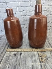 Vintage Stoneware Moonshine Wine Bottles Red/Brown Jugs