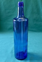 Cobalt Blue Glass Wine Bottle Ribbed Skyy 1 L Craft Home Brew 12&Prime; Clean!