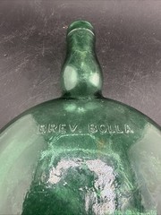 Vintage Wine Bottle Brev Bolla Italian Hand Blown 1960s Green Collectible