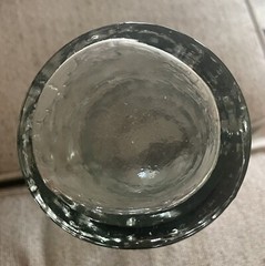 Vintage Pressed Glass Bottle Made in Spain – Water or Wine – Floral Motif (12”)