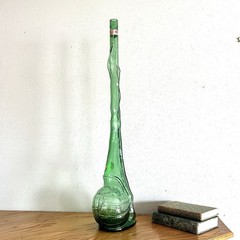 Vtg 32” Italian Chianti Wine Bottle Celine Glass Decanter Snail Shaped MCM EVC