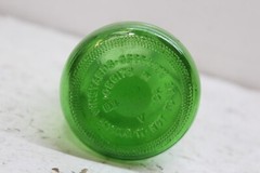 Vintage M LAMONT VINEYARDS 2/5 Pint Green Glass Empty Wine Cruets Bottles.