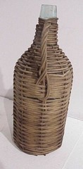 VINTAGE 13 1/2&Prime; X 6&Prime; WOVEN RATTAN WICKER COVER DEMIJOHN ITALIAN WINE BOTTLE