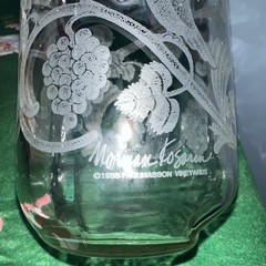 Vintage 1988 Floral Etched Norman Kosarin Carafe Paul Masson Vineyards Birds