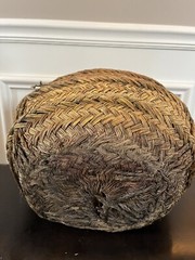 Demijohn Green Bottle Vintage Made In Barcelona Mark VBSA Wrapped In Wicker