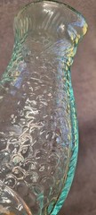 Vintage Italian Fish Shaped Green/Blue Glass Wine Bottle 13.5” Pescevino Beach