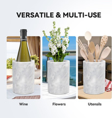 White Marble Stone Wine and Champagne Bottle Chiller Cooler – 7&Prime; X 5&Prime; | Elegant