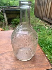 Vintage Wine Bottle. Decorative. Embossed. Grapes & Leaves. Clear. 4/5 Quart