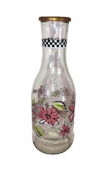 Vintage Paul Masson Carafe Wine Bottle Pink Flowers Cocktails Retro